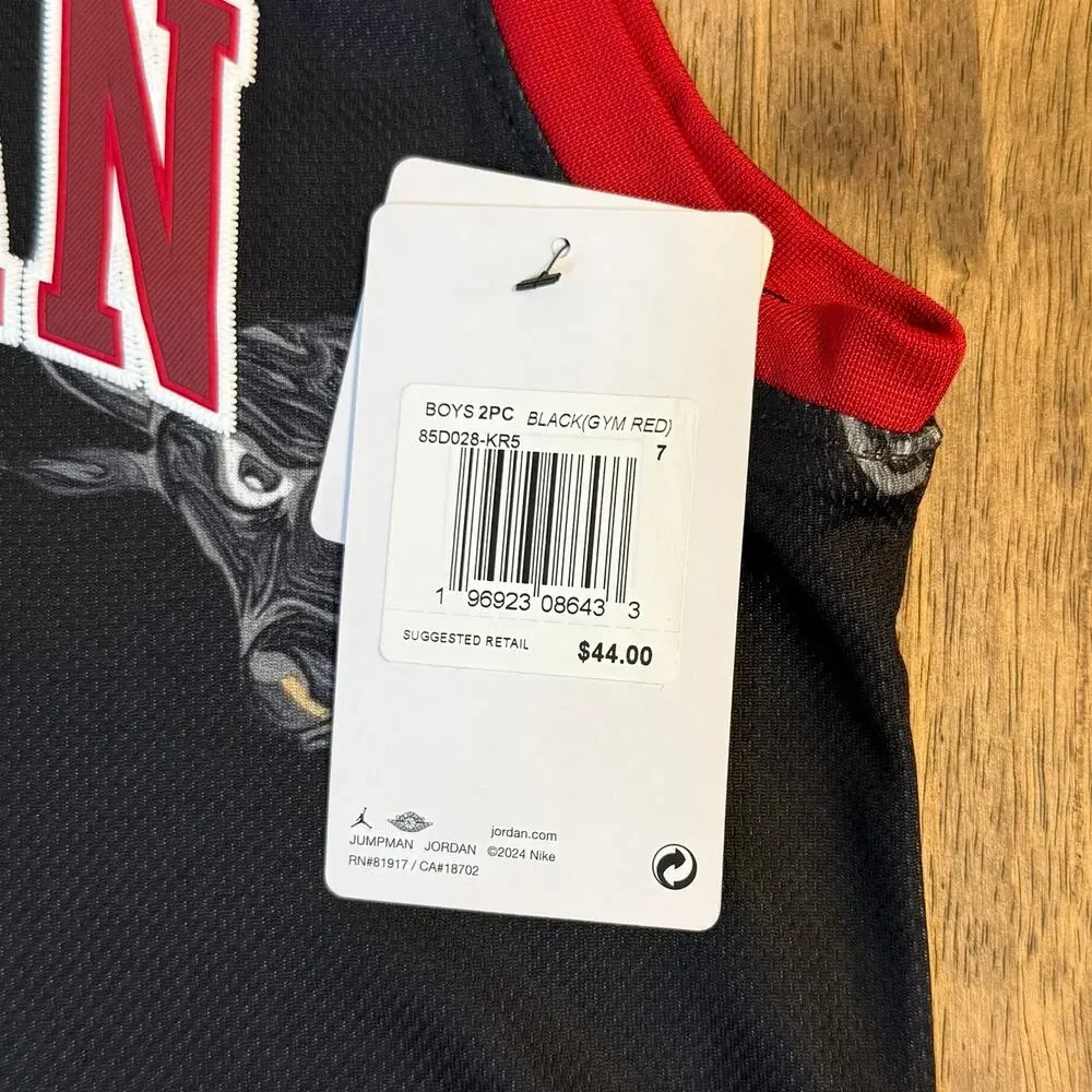 Air Jordan 2-Piece Set Basketball Embroidered Tank Shorts Black Boys 7 Large